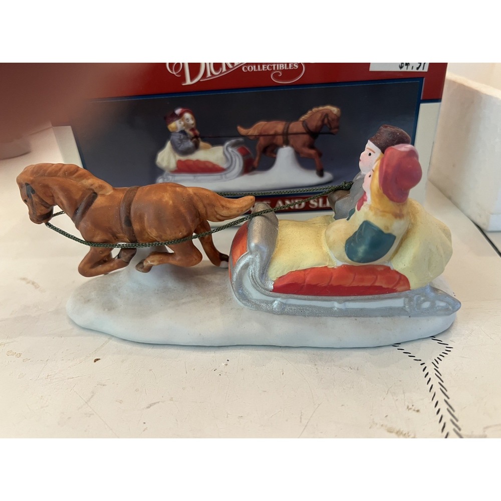 1991 Lemax Village Collection Horse and Sleigh In Box Vintage Christmas